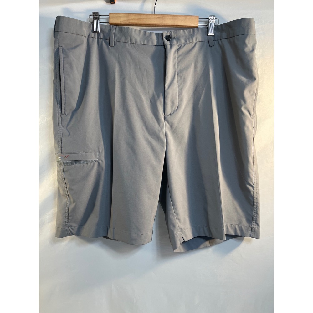 Greg Norman Mens Gray Performance Golf Shorts Size 40 Flat Front Stretch Shark